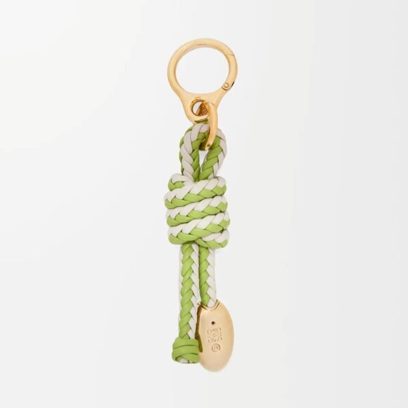 Loewe Snake Knot Charm In Classic Leather Skin Bag Charm- Green Bean/Sea Salt - Picture 2 of 10